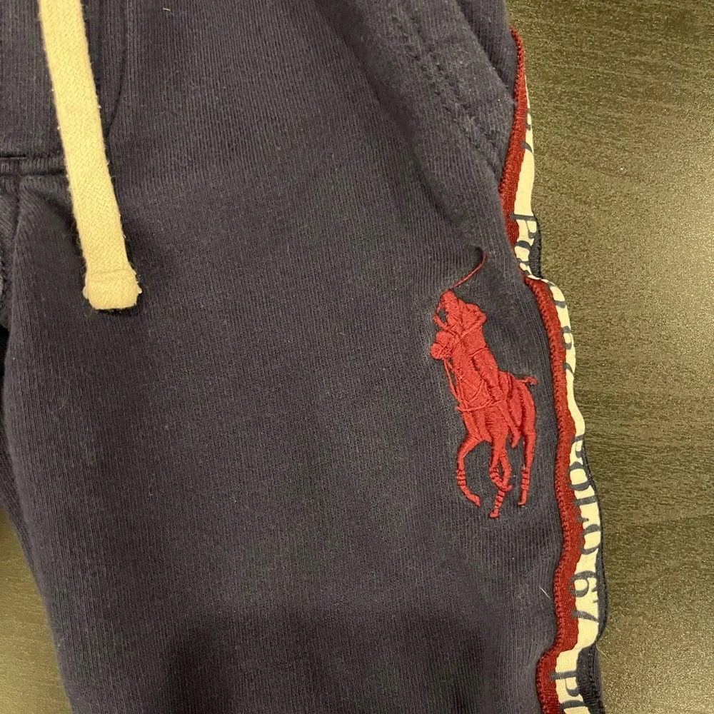 Polo Ralph Lauren Kids 3T Joggers Navy Stripe‎ Sweatpants Pockets Pony EUC